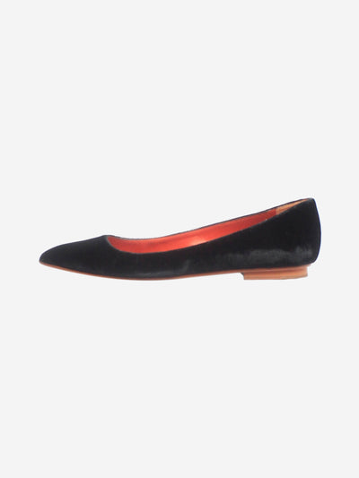 Black velvet pointed-toe pumps - size EU 37 Flat Shoes Santoni 