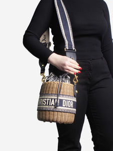 Christian Dior Neutral 2021 Oblique Wicker basket bag