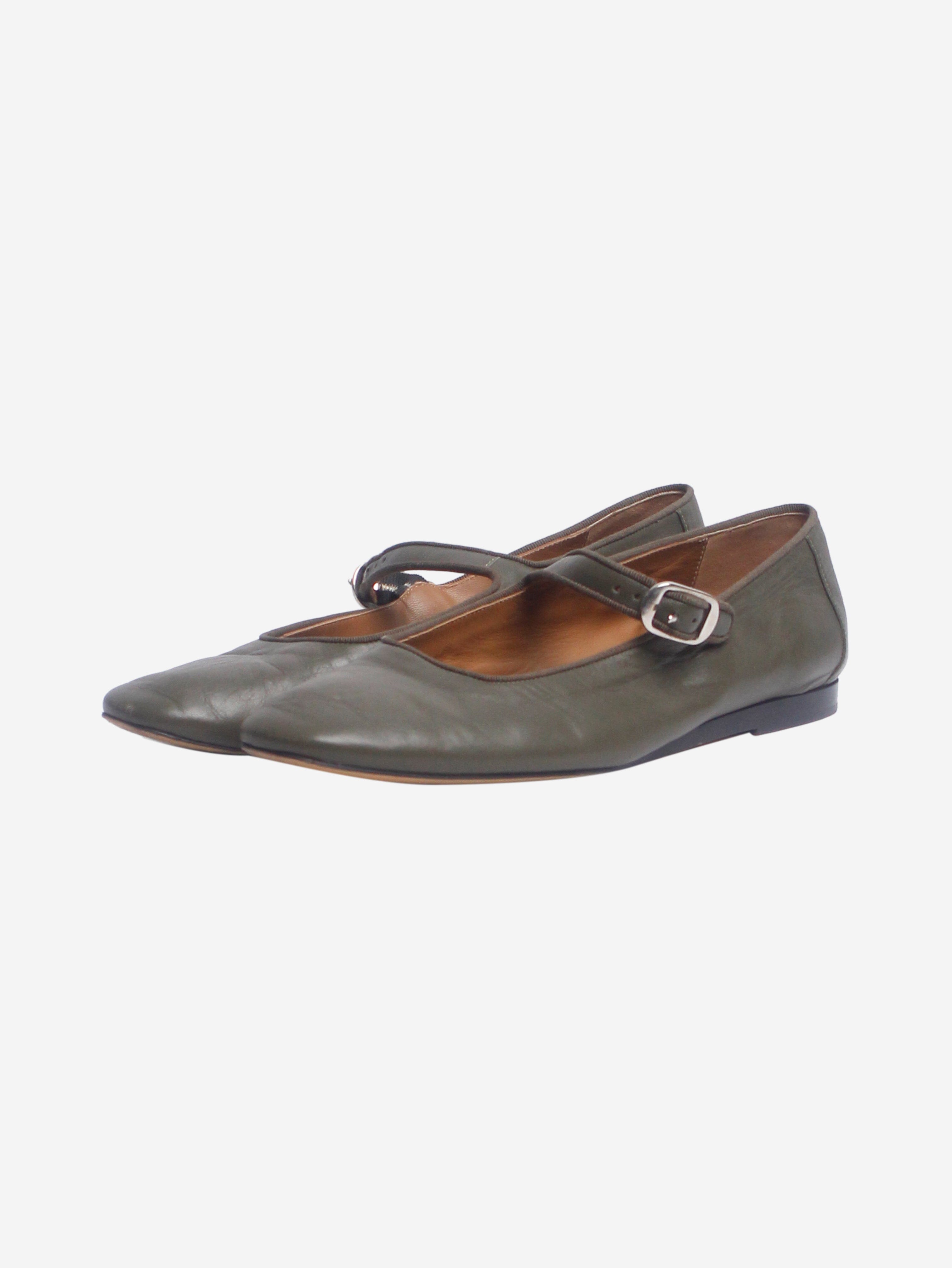 Olive green Mary Jane ballet flats - size EU 41 Flat Shoes Le Monde Beryl 