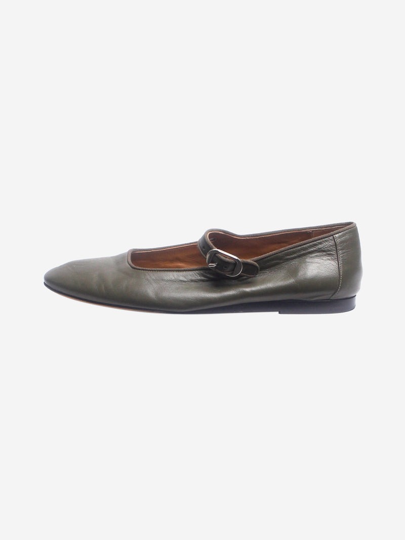 Olive green Mary Jane ballet flats