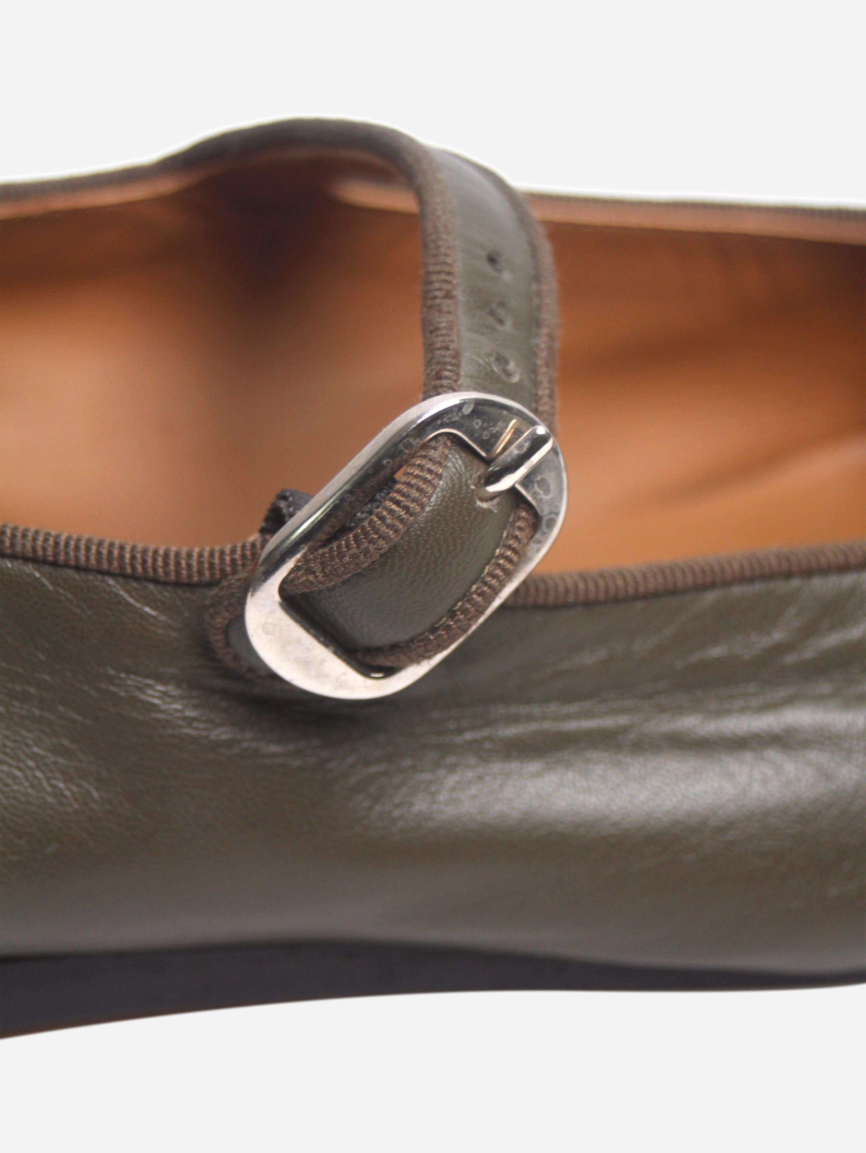 Olive green Mary Jane ballet flats - size EU 41 Flat Shoes Le Monde Beryl 