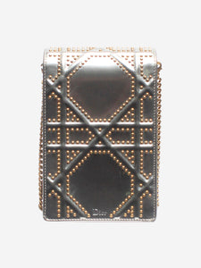 Christian Dior Silver Diorrama 2018 studded vertical flap pouch