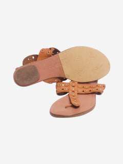 Tan studded leather sandals - size EU 38 Flat Sandals Aquazurra 