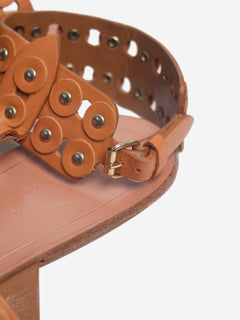 Tan studded leather sandals - size EU 38 Flat Sandals Aquazurra 