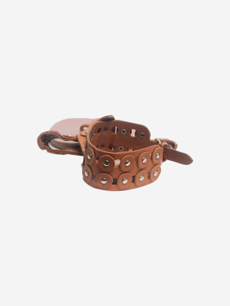 Tan studded leather sandals - size EU 38 Flat Sandals Aquazurra 