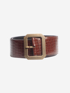 Saint Laurent Brown wide croc belt