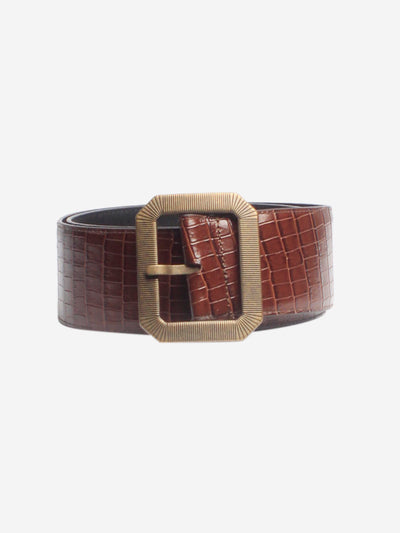 Brown wide croc belt Belts Saint Laurent 