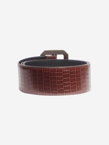 Saint Laurent Brown wide croc belt