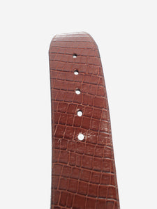 Saint Laurent Brown wide croc belt