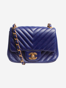 Chanel Navy blue 2015 lambskin Mini Square Classic Single Flap bag