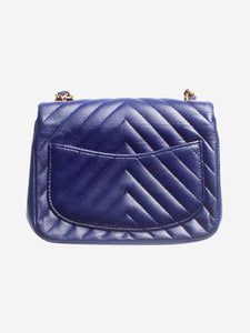 Chanel Navy blue 2015 lambskin Mini Square Classic Single Flap bag