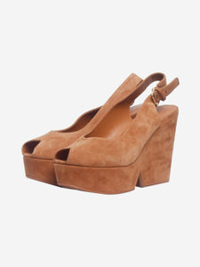 Clergerie Camel velvet Longan wedges - size EU 38