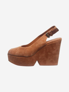 Clergerie Camel velvet Longan wedges - size EU 38
