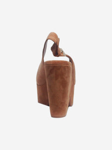 Clergerie Camel velvet Longan wedges - size EU 38