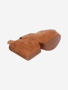 Clergerie Camel velvet Longan wedges - size EU 38