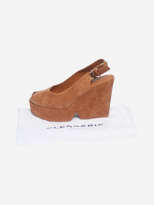 Clergerie Camel velvet Longan wedges - size EU 38