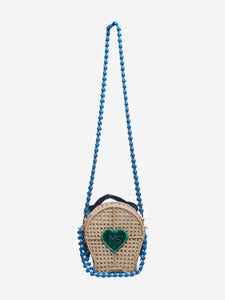 Mercedes Salazar Neutral bird raffia shoulder bag