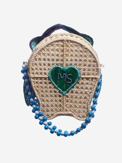 Neutral bird raffia shoulder bag Shoulder bags Mercedes Salazar 