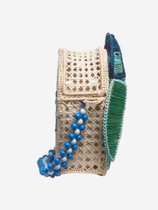 Mercedes Salazar Neutral bird raffia shoulder bag