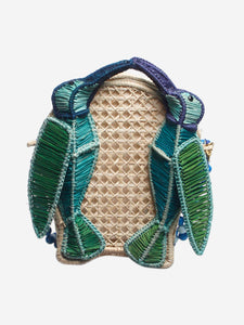 Mercedes Salazar Neutral bird raffia shoulder bag
