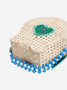 Mercedes Salazar Neutral bird raffia shoulder bag