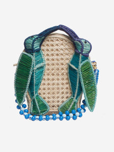 Mercedes Salazar Neutral bird raffia shoulder bag