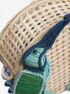 Mercedes Salazar Neutral bird raffia shoulder bag