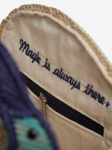 Mercedes Salazar Neutral bird raffia shoulder bag