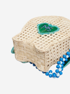 Mercedes Salazar Neutral bird raffia shoulder bag