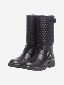 Chanel Black quilted leather calf boots - size EU 37