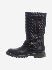 Chanel Black quilted leather calf boots - size EU 37