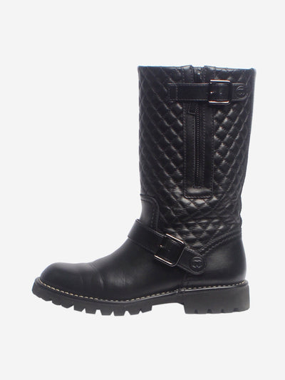 Black quilted leather calf boots - size EU 37