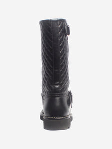 Chanel Black quilted leather calf boots - size EU 37