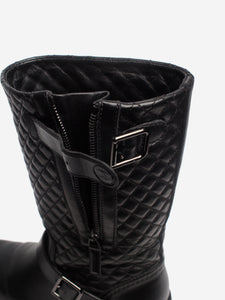 Chanel Black quilted leather calf boots - size EU 37