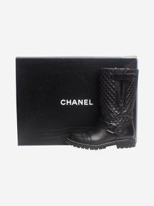 Chanel Black quilted leather calf boots - size EU 37