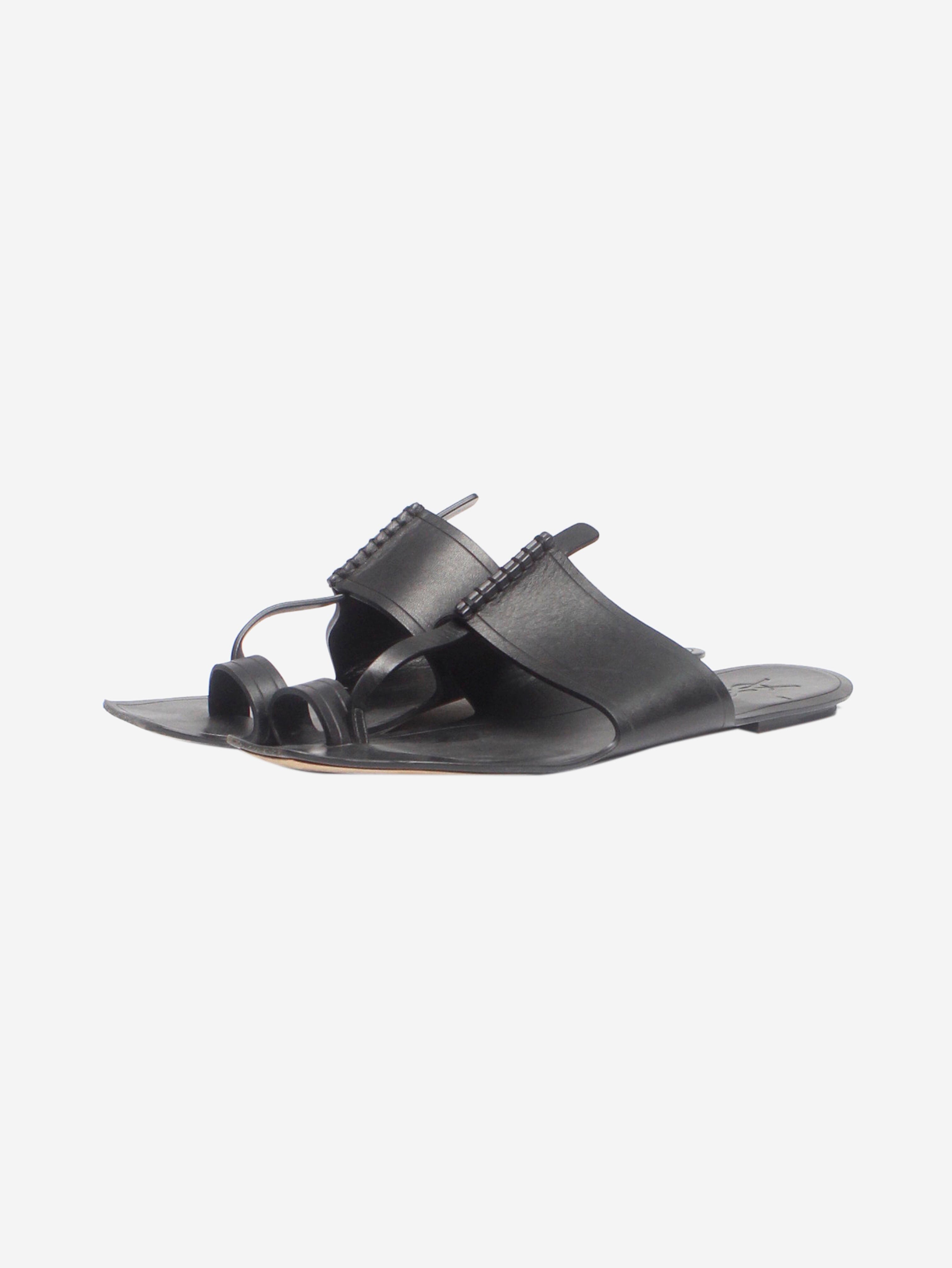 Black leather thong sandals - size EU 39 Flat Sandals Saint Laurent 