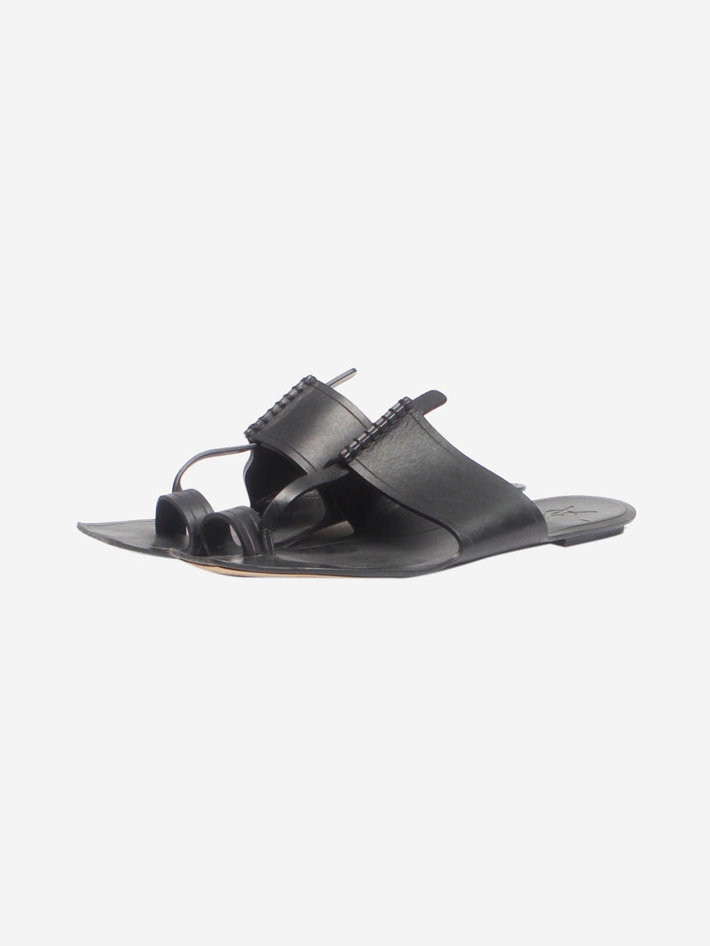Black leather thong sandals - size EU 39 Flat Sandals Saint Laurent 