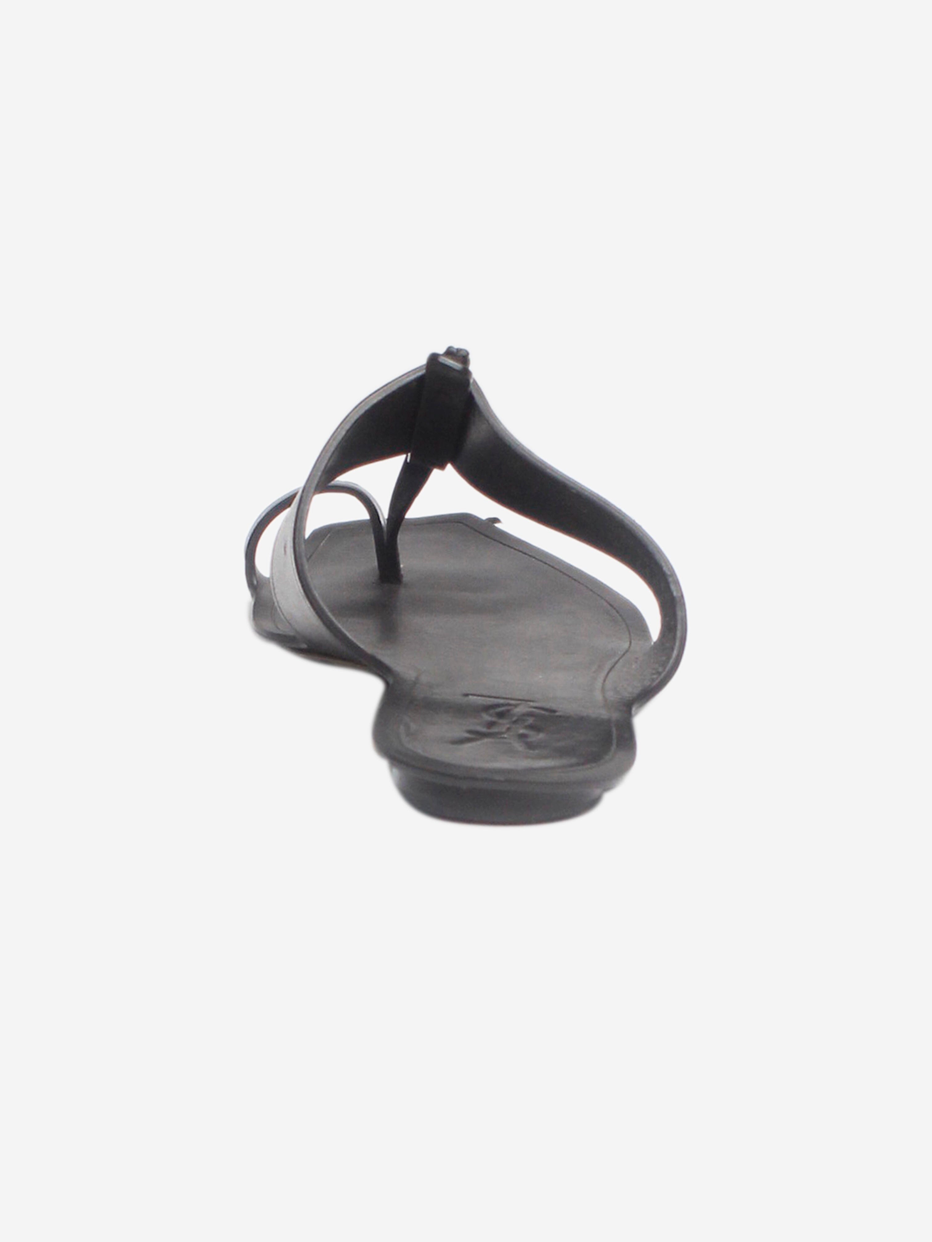 Black leather thong sandals - size EU 39 Flat Sandals Saint Laurent 