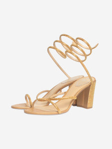 Rene Caovilla Gold Cleo embellished sandal heels - size EU 41.5