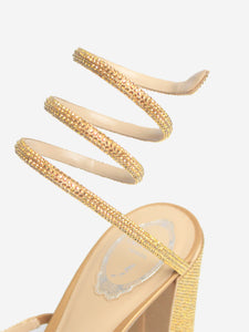 Rene Caovilla Gold Cleo embellished sandal heels - size EU 41.5