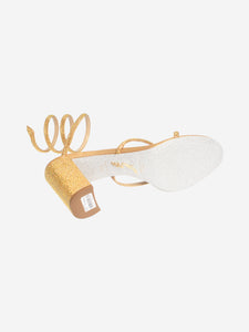Rene Caovilla Gold Cleo embellished sandal heels - size EU 41.5