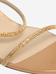 Rene Caovilla Gold Cleo embellished sandal heels - size EU 41.5