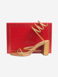 Rene Caovilla Gold Cleo embellished sandal heels - size EU 41.5