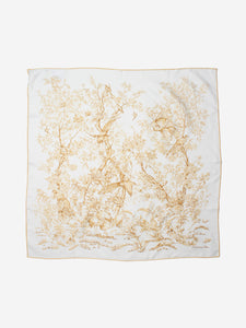 Christian Dior White and gold Jardin d'Hiver square scarf