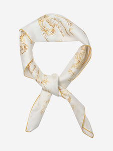 Christian Dior White and gold Jardin d'Hiver square scarf