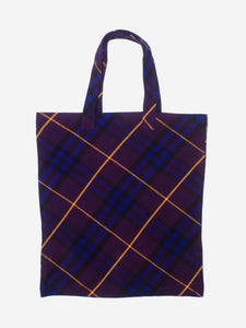 Burberry Purple and blue large check tote bag