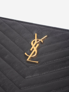 Saint Laurent Black Cassandre chevron-quilted pouch