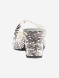 Chanel Silver crystal-embellished slingback pumps - size EU 38.5