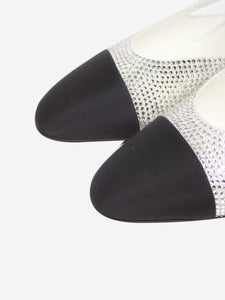 Chanel Silver crystal-embellished slingback pumps - size EU 38.5