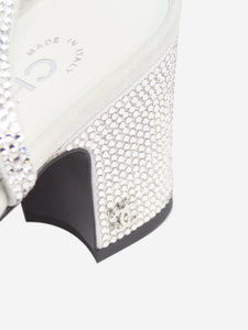 Chanel Silver crystal-embellished slingback pumps - size EU 38.5
